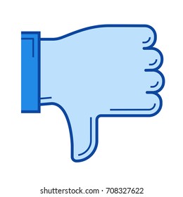 No le gusta el icono de línea vectorial aislado en fondo blanco. Icono de línea de disgusto para infografía, sitio web o aplicación. Icono azul diseñado en un sistema de cuadrícula.