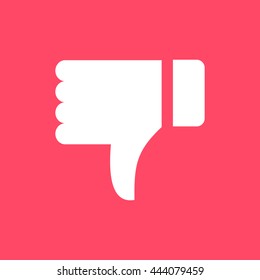  Dislike white icon on magenta color background. Eps-10.
