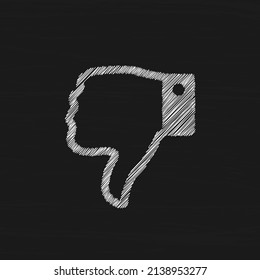 Dislike white sketch vector icon. Hand drawn gesture symbol