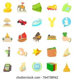 Dismal science icons set. Cartoon set of 25 dismal science vector icons for web isolated on white background