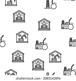 Dismantling Construction Process Vector Seamless Pattern Thin Line Illustration