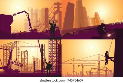 dismantling of industrial buildings. high-rise construction work. Welding works