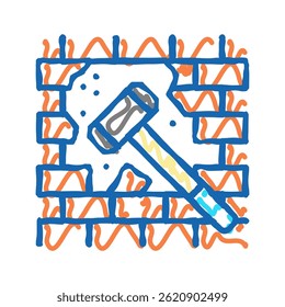 dismantling wall doodle icon sketch vector. dismantling wall sign. isolated symbol illustration