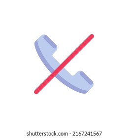 Dismiss call flat icon, no phone vector sign, colorful pictogram isolated on white. Symbol, logo illustration. Flat style design