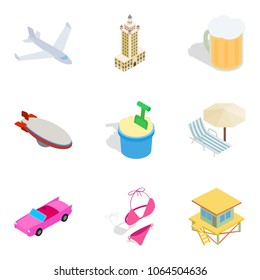 Dismiss icons set. Isometric set of 9 dismiss vector icons for web isolated on white background