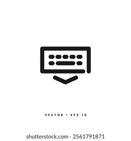 Dismiss Keyboard Icon. Editable Stroke