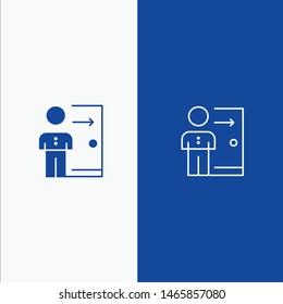 Dismissal, Employee, Exit, Job, Layoff, Person, Personal Line and Glyph Solid icon Blue banner Line and Glyph Solid icon Blue banner. Vector Icon Template background