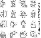 Dismissal icon set vector illustration. Contains such icon as Lay-off, Termination, Unemployment, Jobless, Expulsion, Removal and more. Expanded Stroke