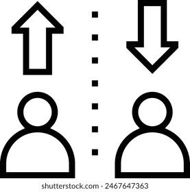 dismissal icon. Thin linear style design isolated on white background