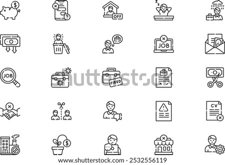 Dismissal icons collection is a vector illustration with editable stroke.