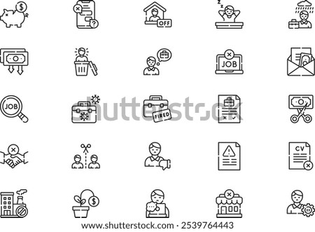 Dismissal icons collection is a vector illustration with editable stroke.