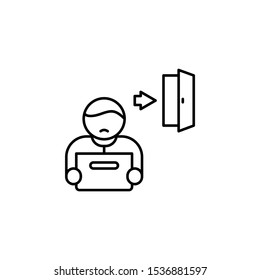 Entlassungsbüro-Symbol Einfache Zeile, Umrissvektor für Bürosymbole für i und ux, Website oder mobile Anwendungen