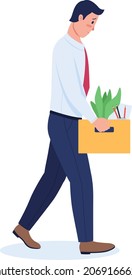 Dismissed employee semi flat color vector character. Walking figure. Full body person on white. Unemployment problem isolated modern cartoon style illustration for graphic design and animation
