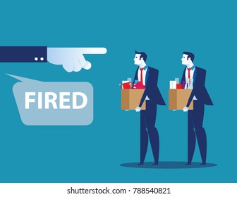 Dismissed Person. Unemployment Crisis And Job Reduction. Concept Business Vector Illustration.