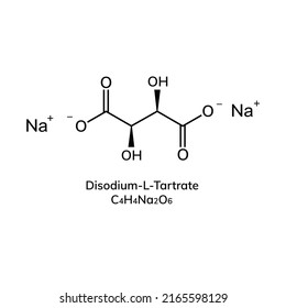 disodium-l-tartrate structural chemical formula on white background