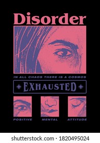 Disorder with face drawing poster illustration