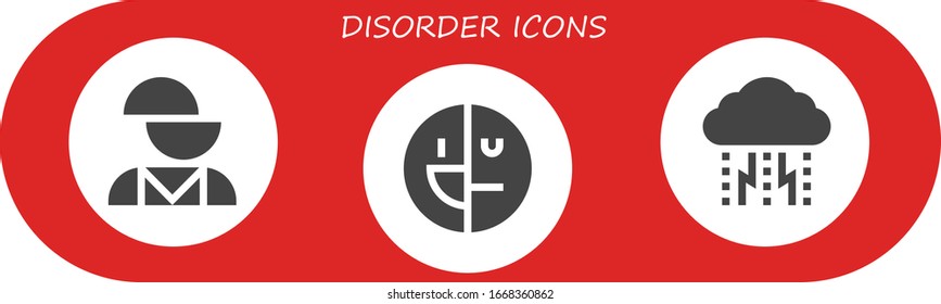 disorder icon set. 3 filled disorder icons.  Simple modern icons such as: Mental disorder, Depression