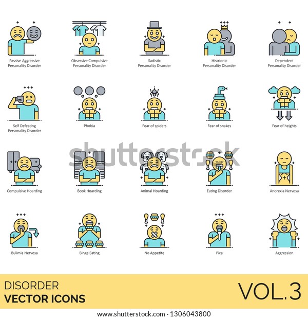 Disorder Icons Including Passive Aggressive Obsessive Stock Vector Royalty Free 1306043800 