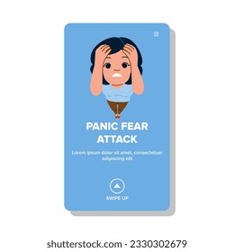 disorder panic fear attack vector. psychology concept, sad phobia, man health disorder panic fear attack web flat cartoon illustration