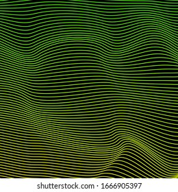 Disordered dark green gradient vector texture wavy line