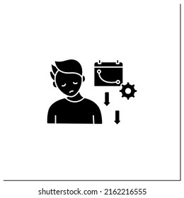 Disorganized Behavior Glyph Icon. Decline Overall Daily Functioning.Tiredness. Low Daily Activity. Schizophrenia Symptoms Concept.Filled Flat Sign. Isolated Silhouette Vector Illustration