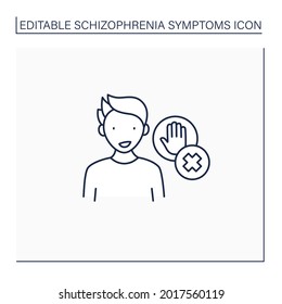 Unorganisierte Verhaltenslinie Symbol.Hemmung fehlt.Impulse-Kontrolle.Schizophrenie Symptomkonzept. Einzelne Vektorgrafik.Bearbeitbarer Hub