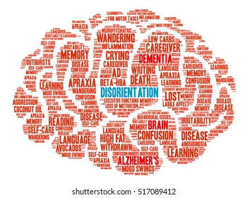 Disorientation Brain word cloud on a white background.  