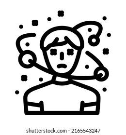 desorientación vector de icono de línea de enfermedad. signo de desorientación de la enfermedad. símbolo de contorno aislado ilustración negra