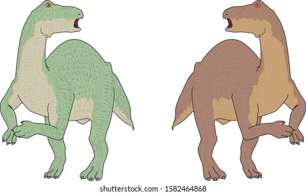 Disours's line art of iguanodon