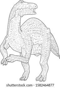 Disours's line art of iguanodon