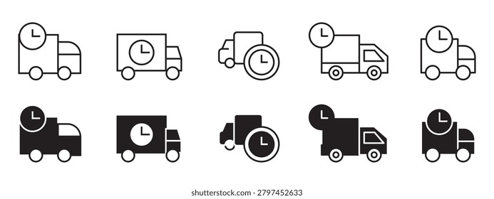 Dispatch Clock Icon Set - Dispatch Clock Delivery Time Deadline Urgent Order Tracking Icons