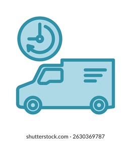 Dispatch Van dual tone blue color, mini illustration icon. use for modern concept, print, UI, UX kit, web and app development. Vector related to sales, logistic and ecommerce
