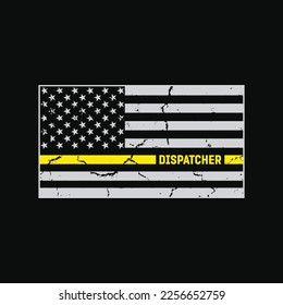 Dispatcher 911 Thin Gold Line funny t-shirt design