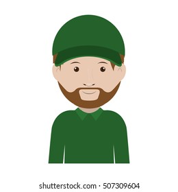 dispatcher with green uniform and hat