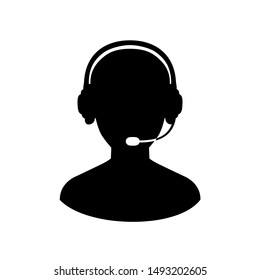 Dispatcher with headphone icon sign - stock vector