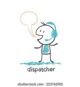 dispatcher headphones and a microphone, illustrator