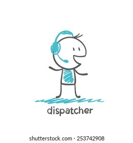 dispatcher headphones and a microphone, illustrator