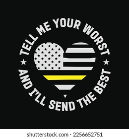 Dispatcher Usa Flag Heart Thin Yellow Proud Line American svg