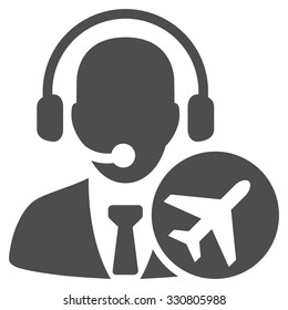 Dispatcher vector icon. Style is flat gray symbol, rounded angles, white background.