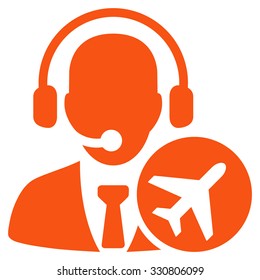 Dispatcher vector icon. Style is flat orange symbol, rounded angles, white background.