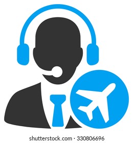 Dispatcher vector icon. Style is flat bicolor blue and gray symbol, rounded angles, white background.
