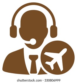 Dispatcher vector icon. Style is flat brown symbol, rounded angles, white background.