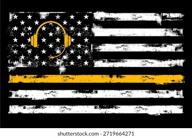 Dispatcher Vector Image, Thin Gold Line American Flag