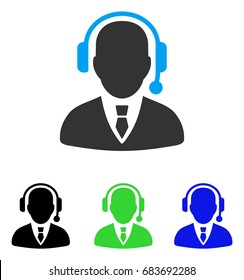 Dispatcher vector pictogram. Style is flat graphic dispatcher symbol using some color variants.