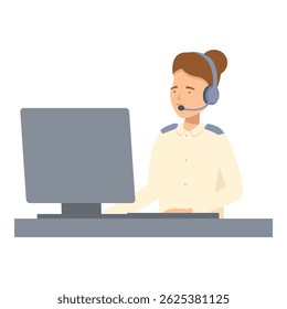 Dispatcher arbeitet an einem Computer und trägt ein Headset