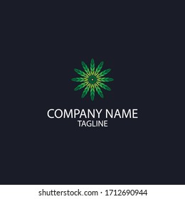 Dispensary logo with abstract leaf design elements. Can be used for icons.