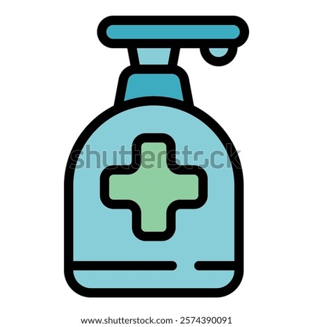 Dispenser bottle containing antiseptic or hand sanitizer, perfect for promoting hygiene and cleanliness