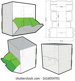 Dispenser Box (Internal measurement 12.5x12.9+8.9cm) and Die-cut Pattern. The .eps file is full scale and fully functional. Prepared for real cardboard production.