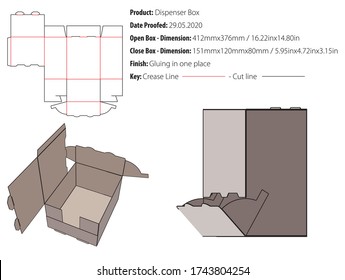 Dispenser Box packaging design template gluing die cut - vector