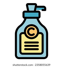Dispenser collagen cream icon outline vector. Care cell. Skin serum color flat
